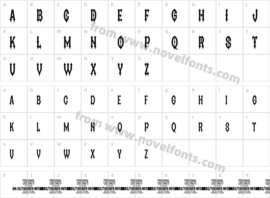 Thunder Inferno PERSONAL USE RegularCharacter Map