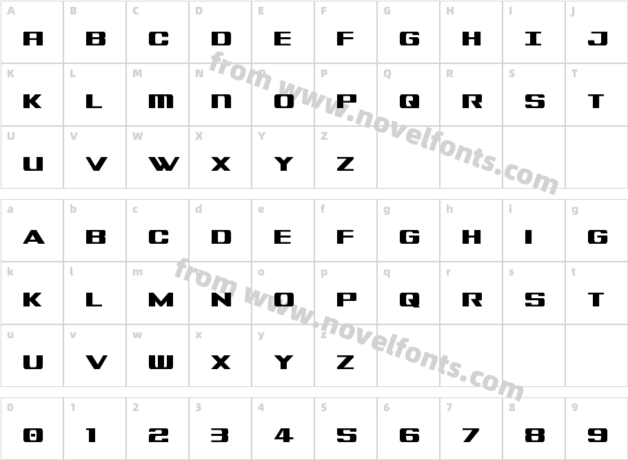 Tigershark CondensedCharacter Map