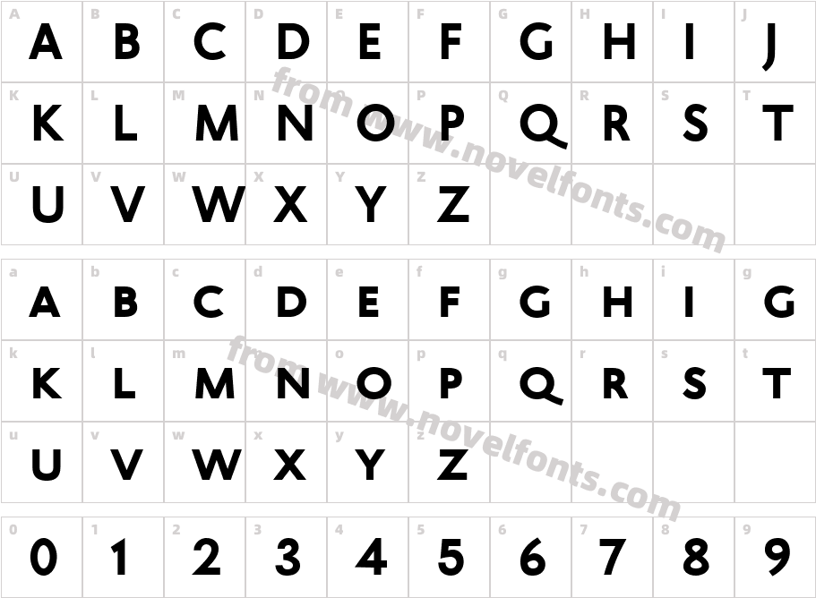 Trajana Sans Regular 3Character Map