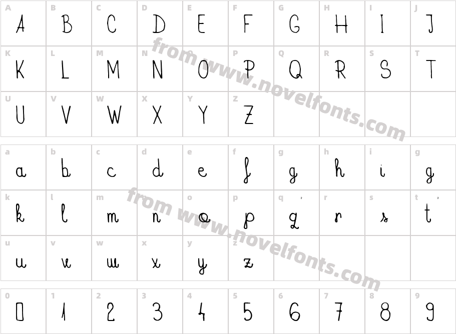 Traveler fontCharacter Map