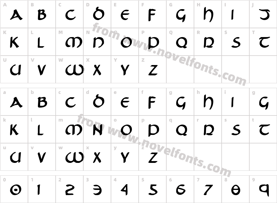Tristram BoldCharacter Map