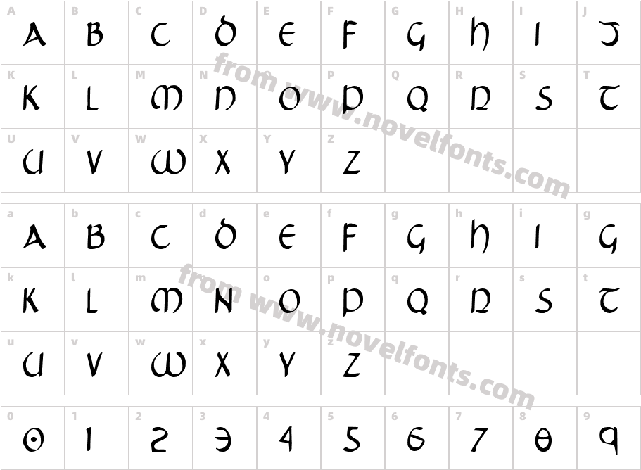 Tristram CondensedCharacter Map