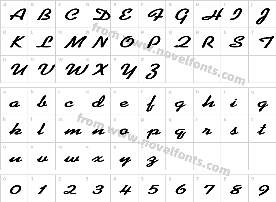 KoffeeWide BoldCharacter Map