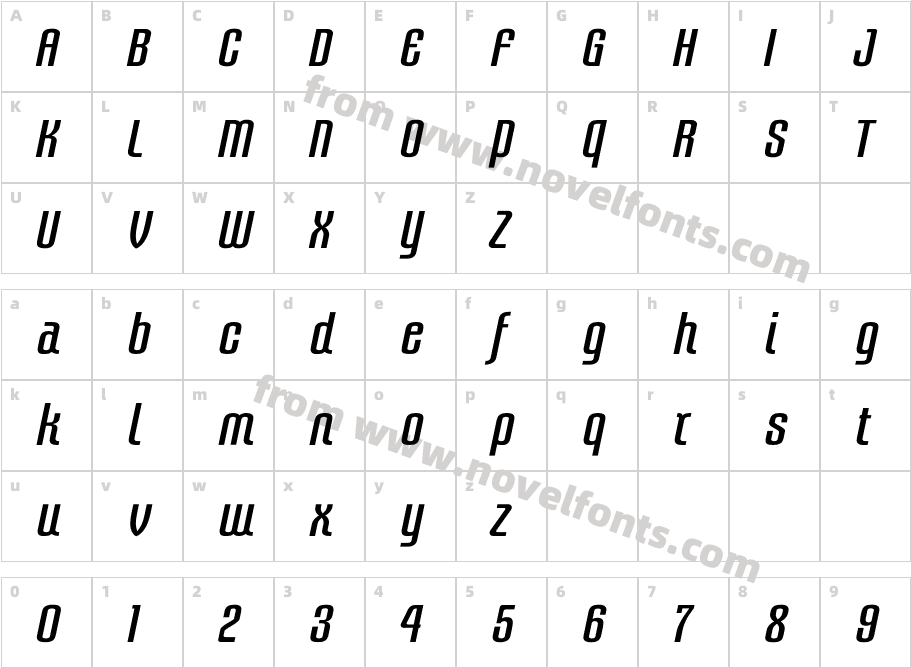 Tubo ItalicCharacter Map