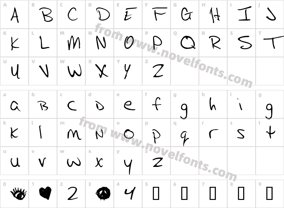 Tupac HandCharacter Map