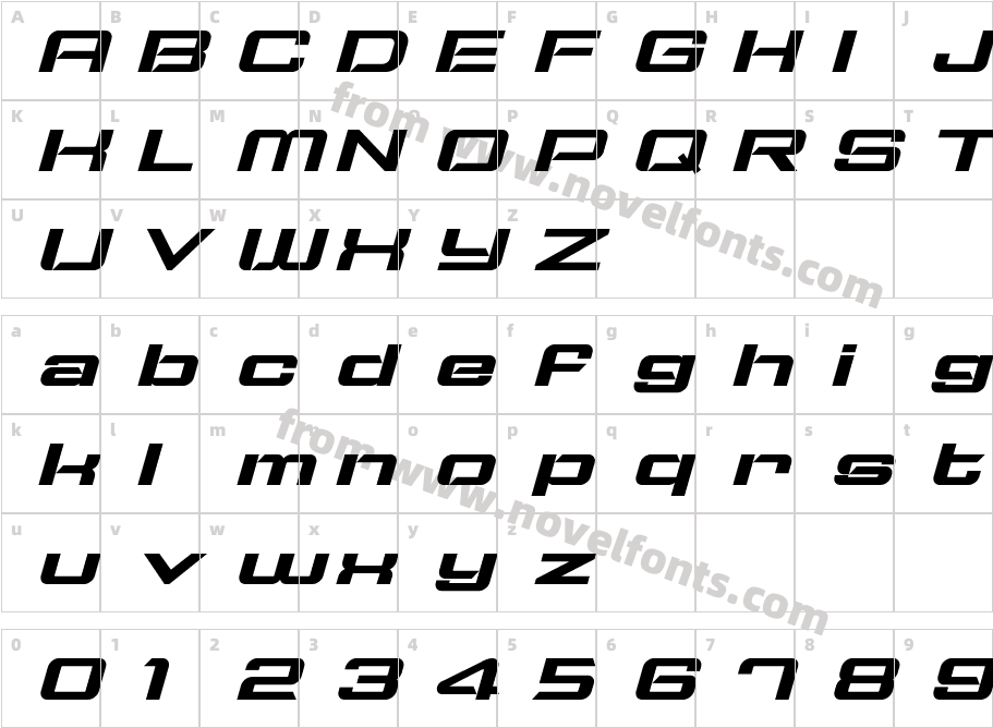 Typo Speed Wide Demo Bold ItalicCharacter Map