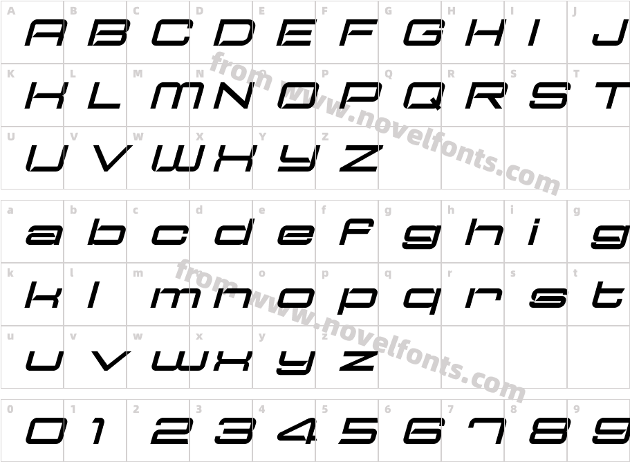 Typo Speed Wide Demo ItalicCharacter Map