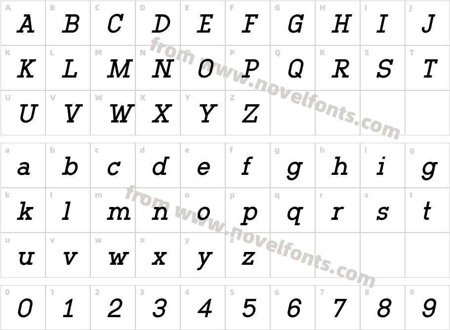 Typo Stand Demo ItalicCharacter Map