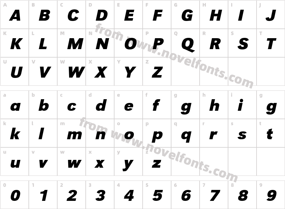 URW Grotesk Bold ItalicCharacter Map