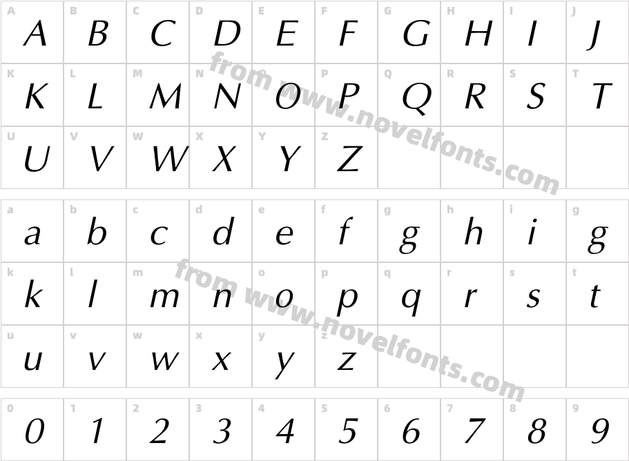 UTM Aptima ItalicCharacter Map