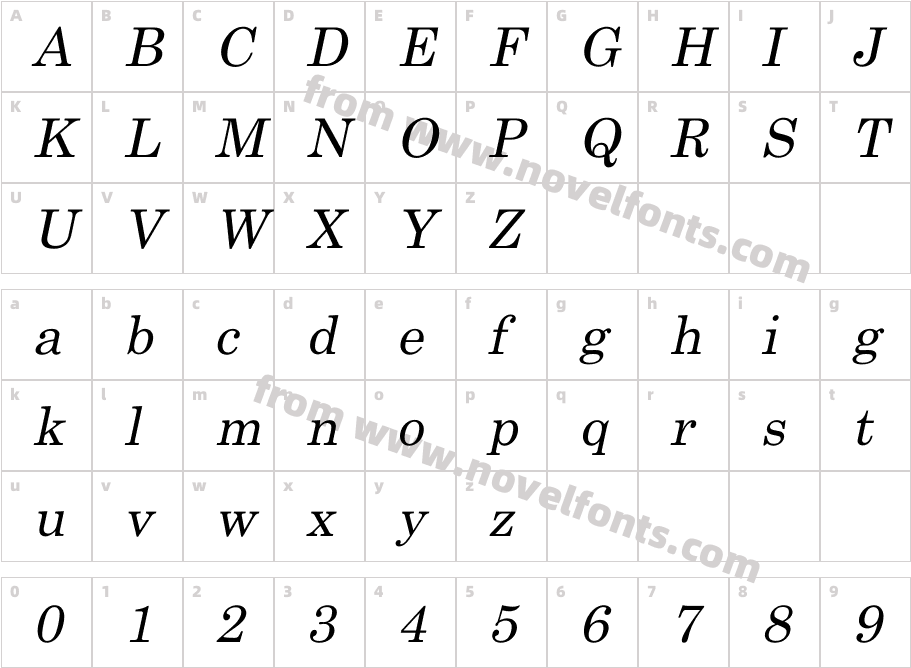 UTM Centur ItalicCharacter Map