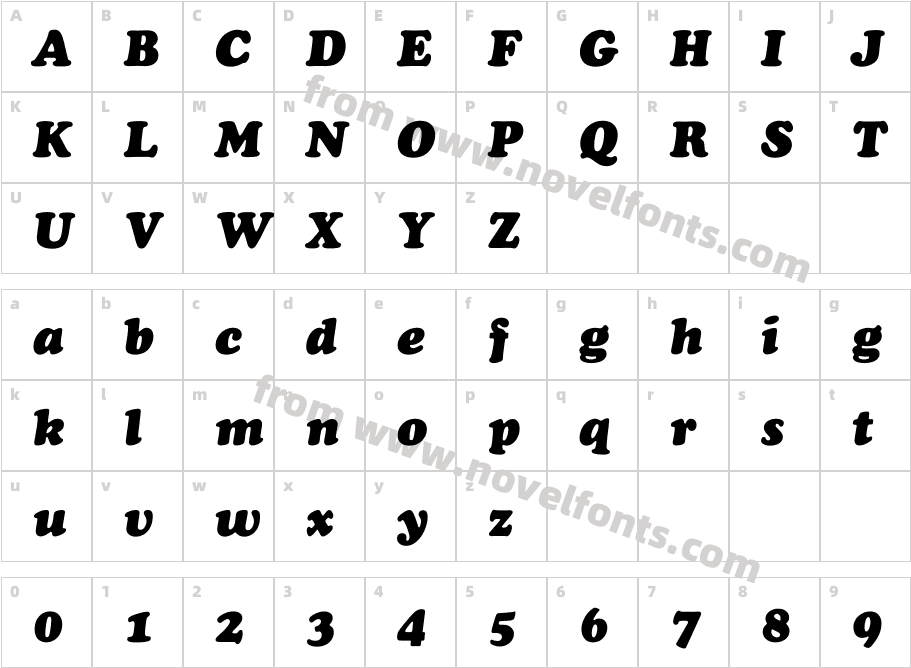 UTM Cooper Black ItalicCharacter Map