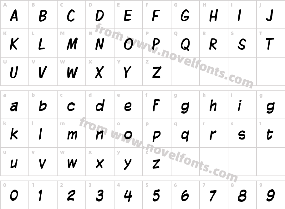 Komika Display TightCharacter Map