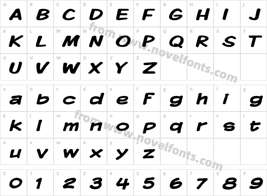 Komika Display Wide BoldCharacter Map