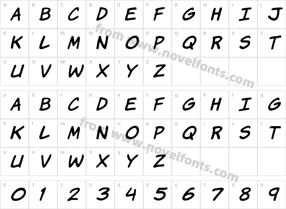 Komika Hand ItalicCharacter Map