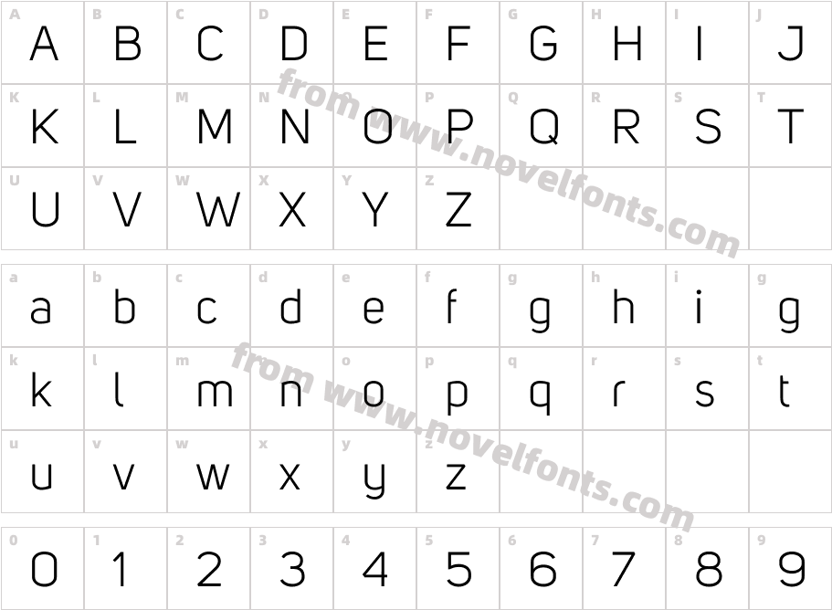 Uni Sans BookCharacter Map