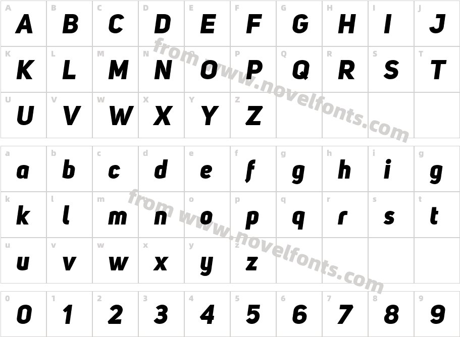 Uni Sans Heavy ItalicCharacter Map