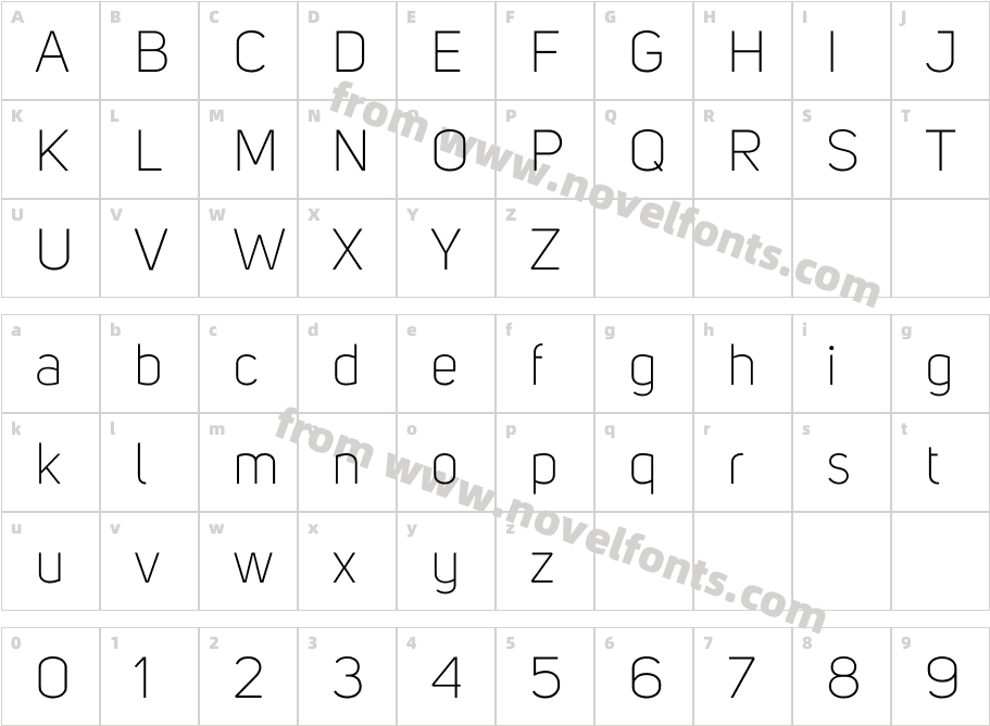 Uni Sans LightCharacter Map