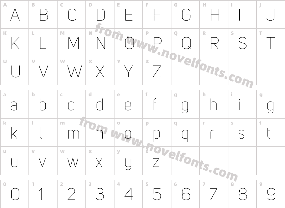 Uni Sans ThinCharacter Map