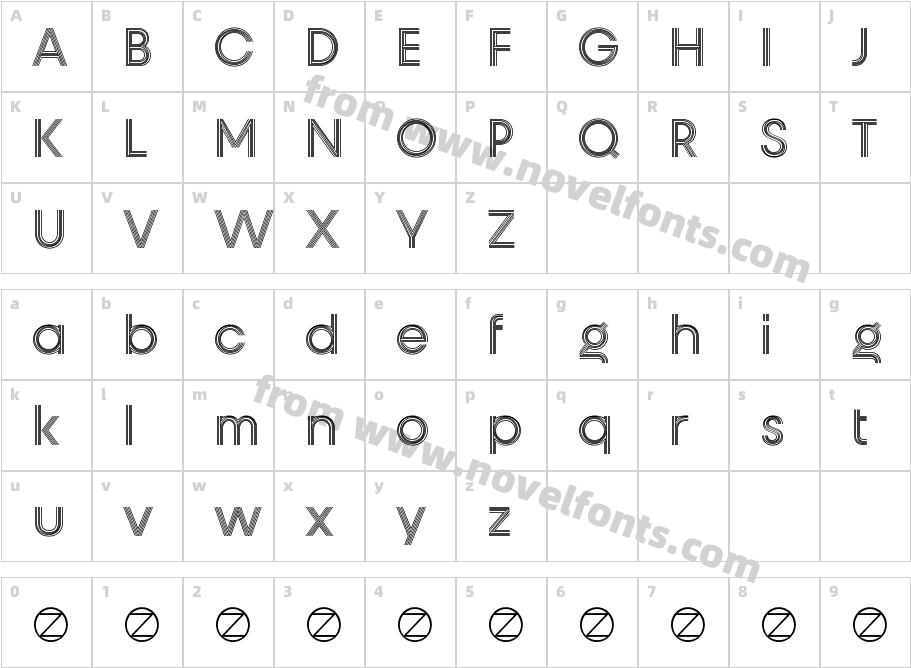 Unigeo128 Variable Trial MediumCharacter Map