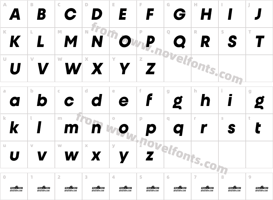 Unigeo32 Trial Bold ItalicCharacter Map