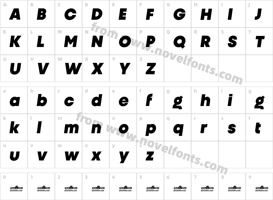 Unigeo32 Trial Extrabold ItalicCharacter Map