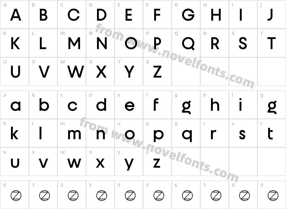 Unigeo32 Variable Trial MediumCharacter Map