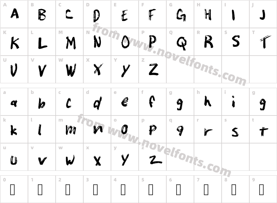 Unkempt Penmanship RegularCharacter Map