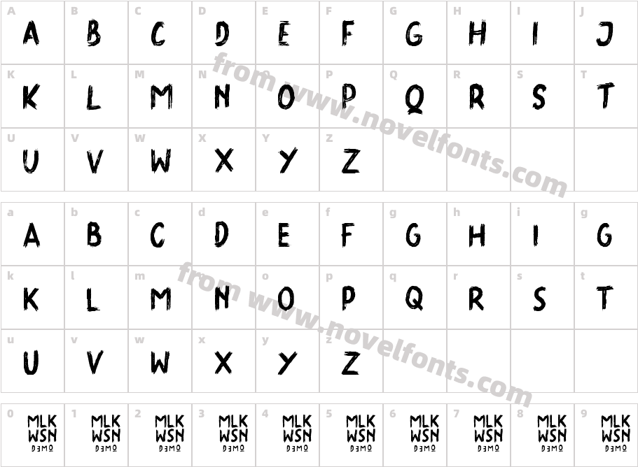 Unknown Secret Bold DEMO BoldCharacter Map
