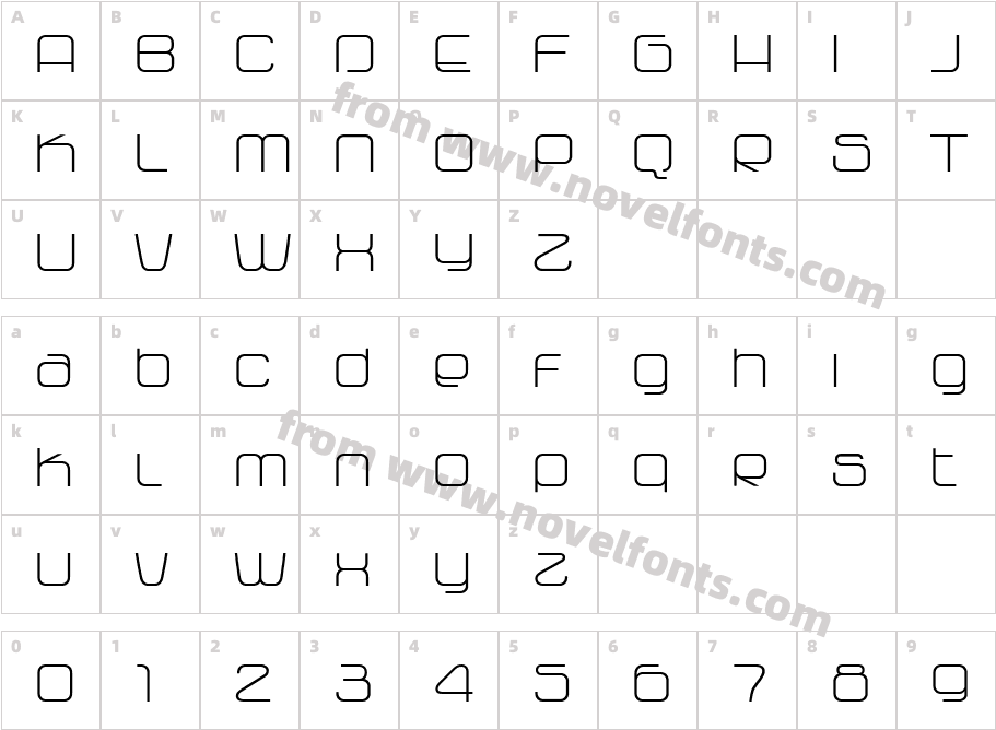 Vagebond XT Light RomanCharacter Map