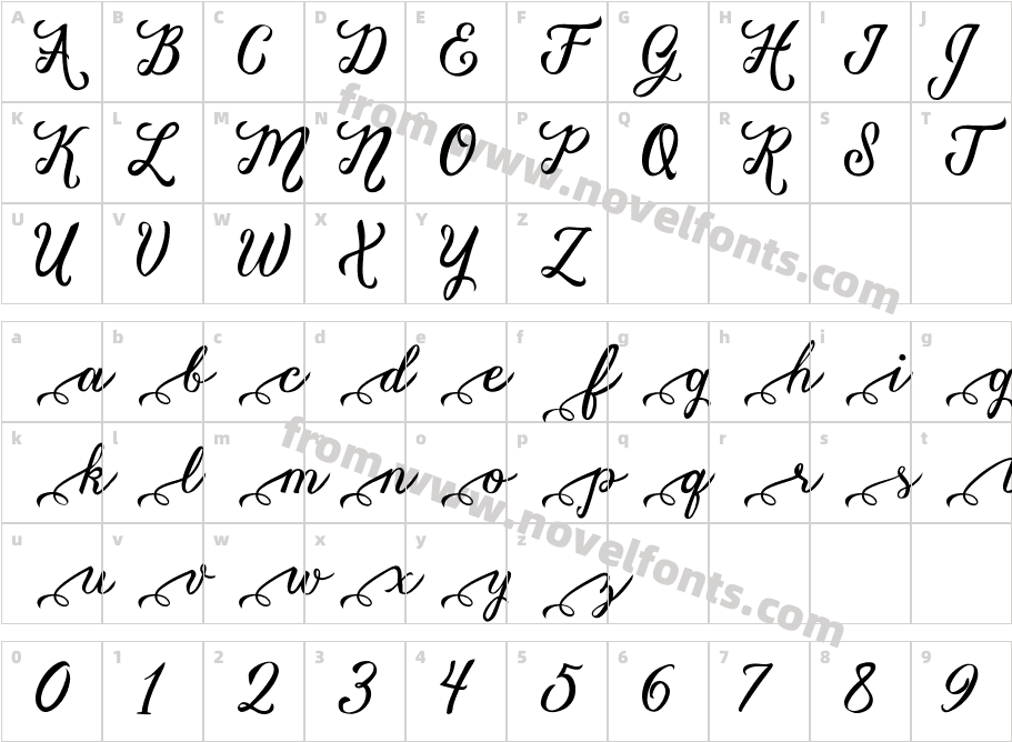 Vanessa Handscript Alt02Character Map