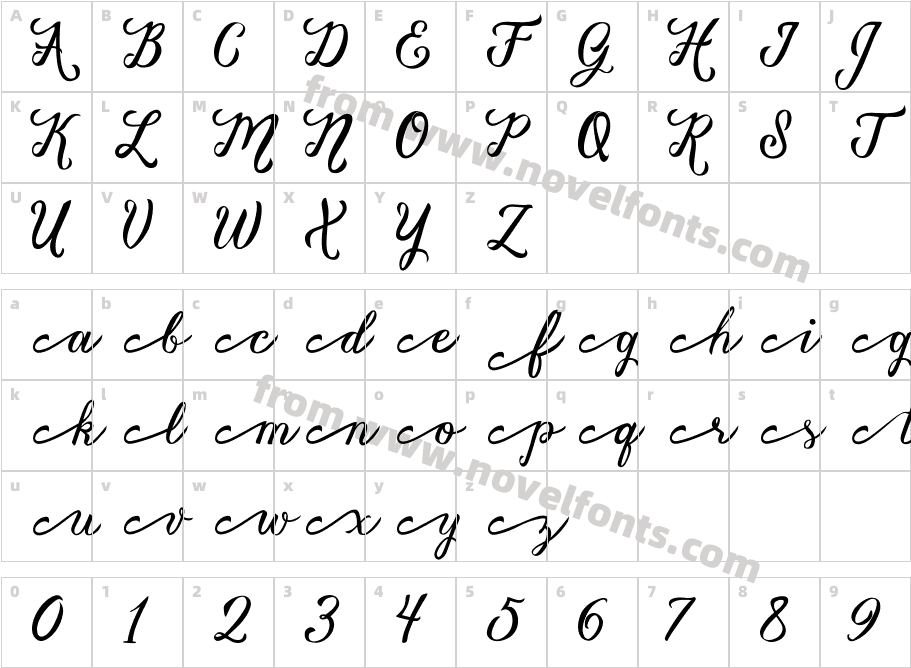 Vanessa Handscript Alt03Character Map