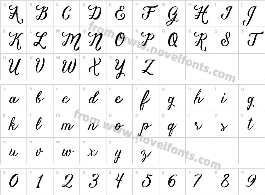Vanessa HandscriptCharacter Map