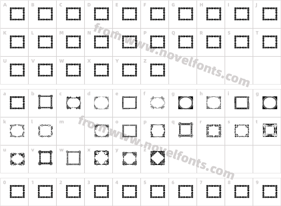 Vintage Frames 11Character Map