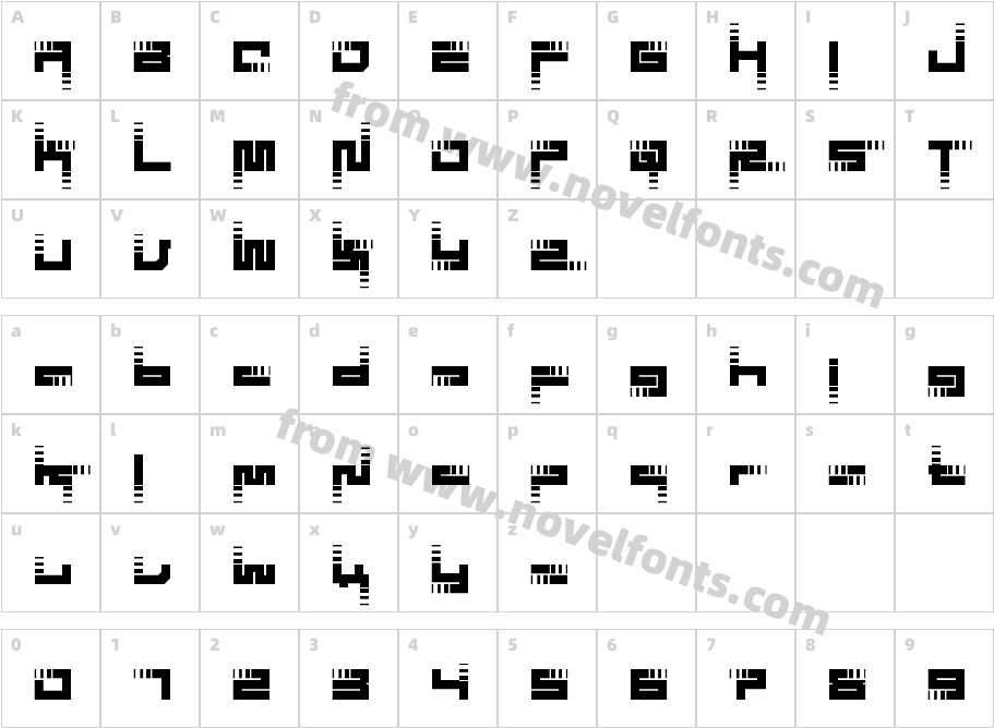 Visionary Strips RegularCharacter Map