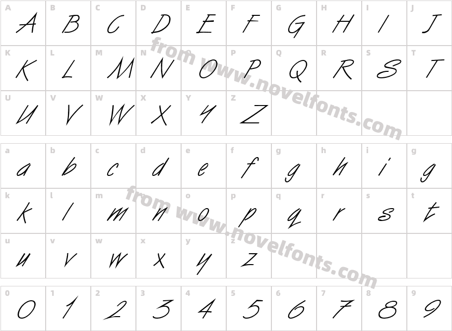 Vizier ItalicCharacter Map