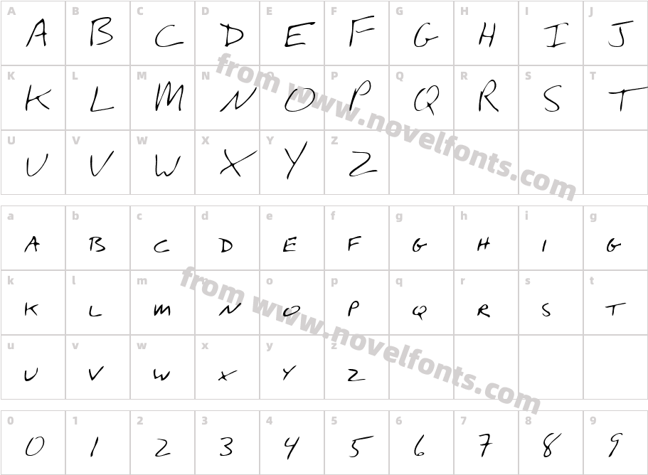 Walkers Hand RegularCharacter Map