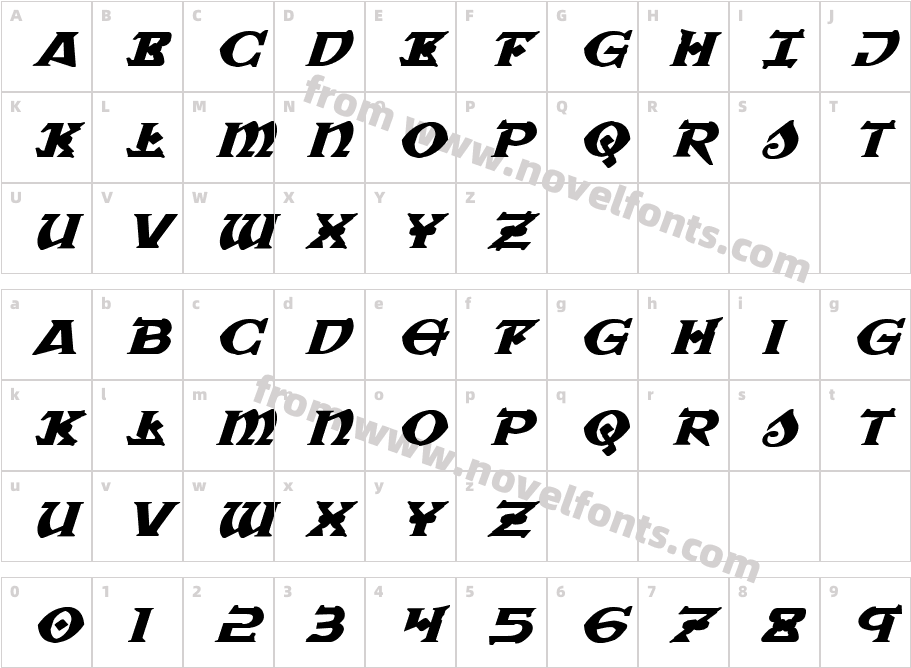 War Priest Expanded ItalicCharacter Map