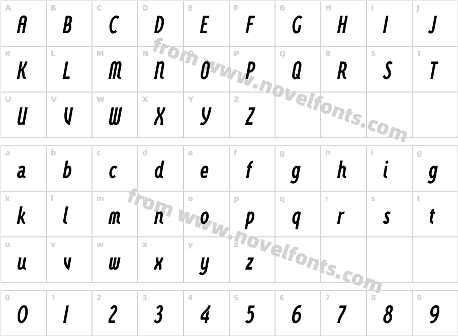 Wasabi Cond Bold ItalicCharacter Map