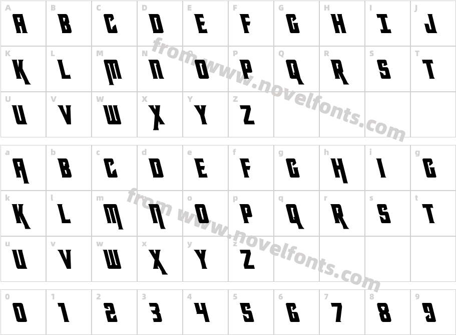 Kondor LeftalicCharacter Map