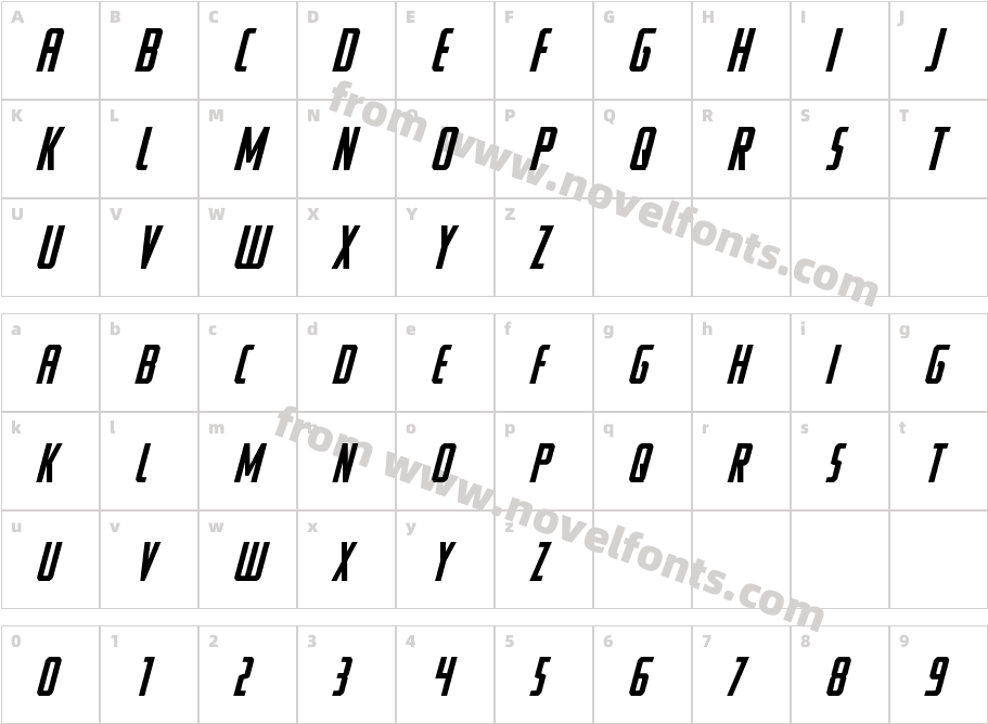 Watchtower ItalicCharacter Map