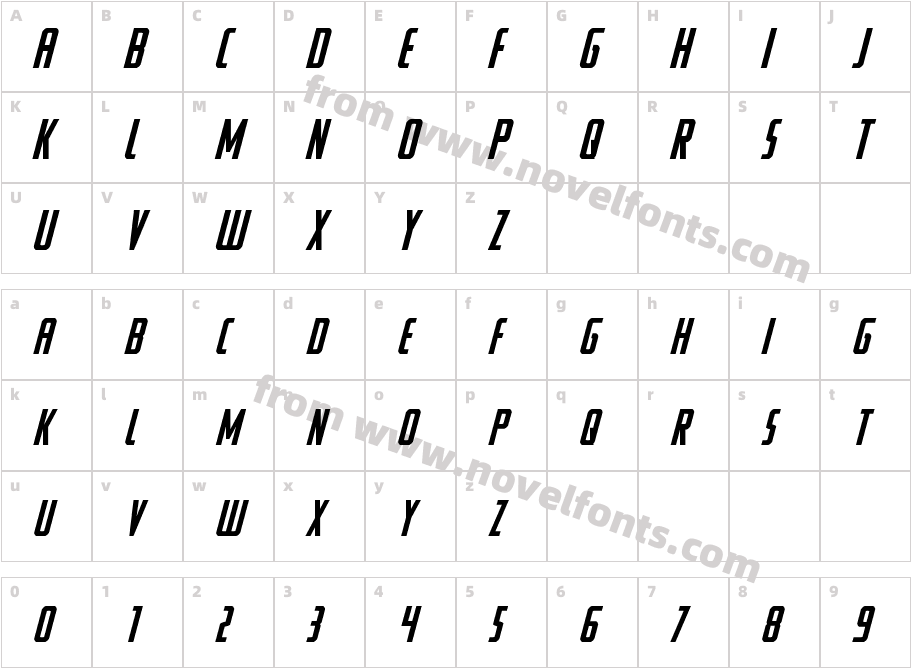 Watchtower Middle ItalicCharacter Map