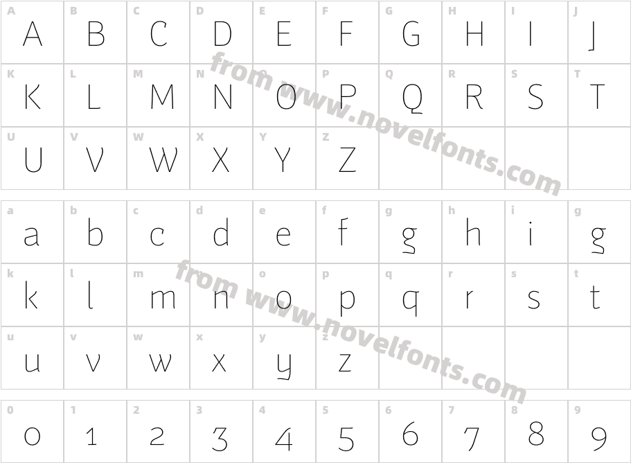 Weitalic Extra LightCharacter Map