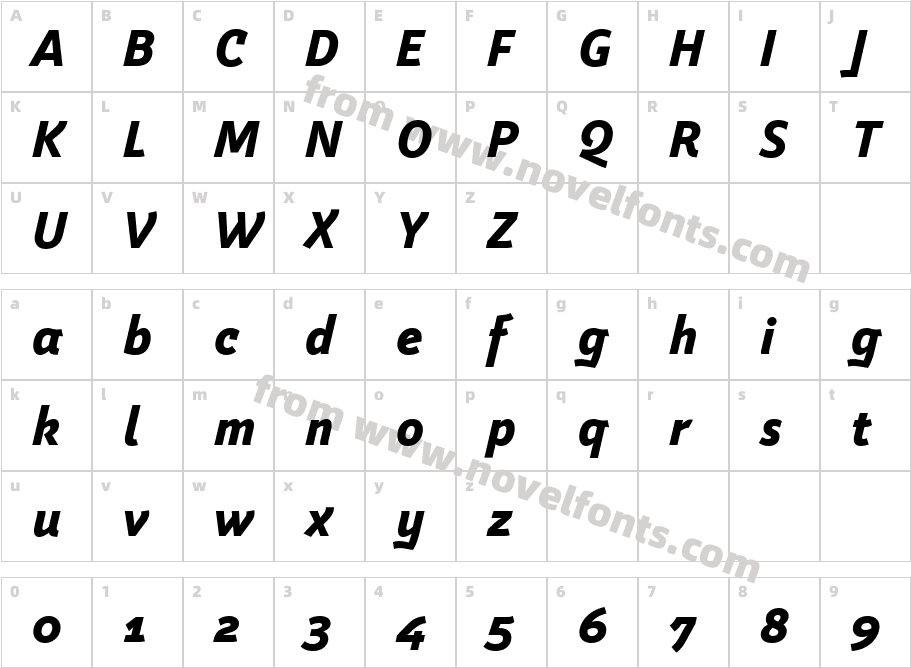 Weitalic Heavy ItalicCharacter Map