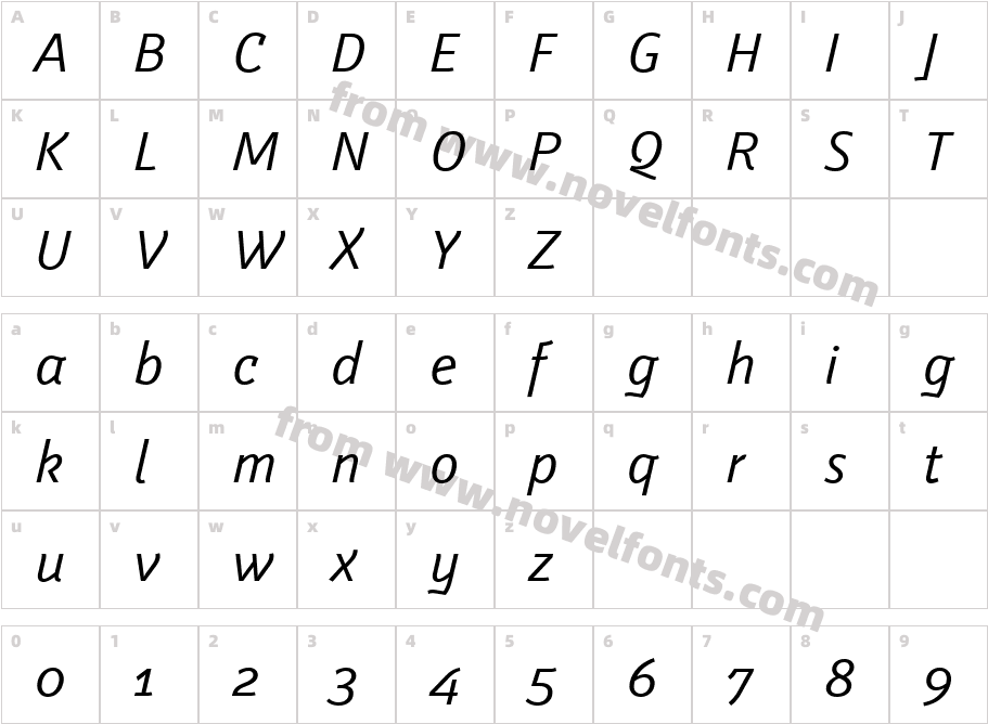 Weitalic Regular ItalicCharacter Map