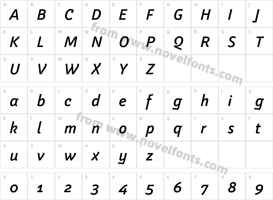 Weitalic Semibold ItalicCharacter Map
