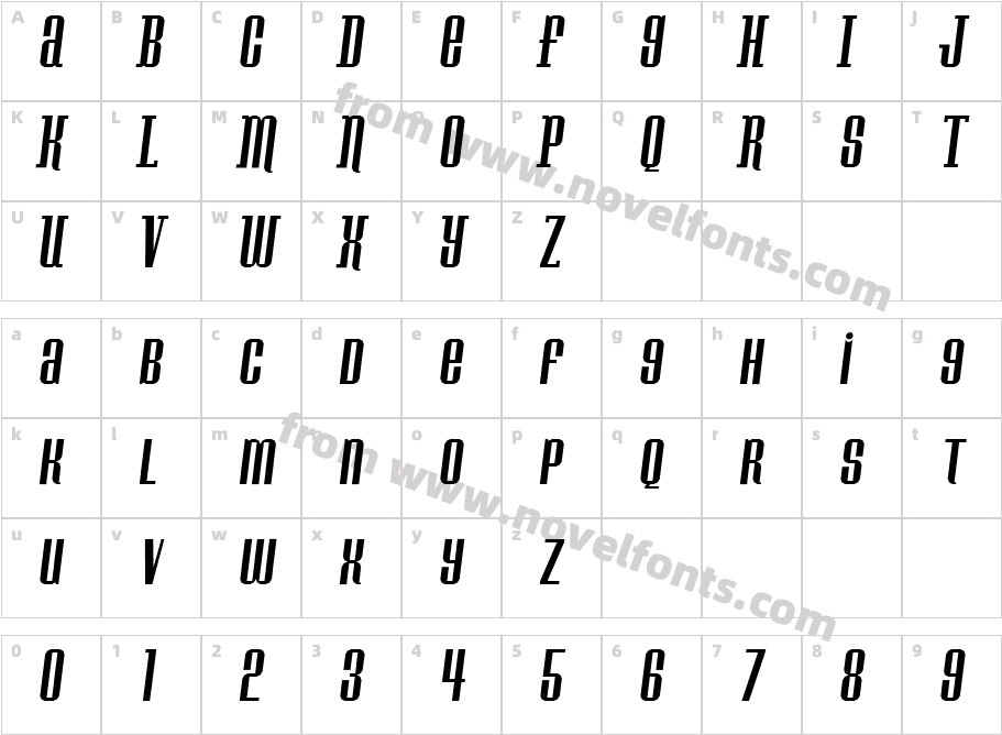 Konspiracy Theory slantCharacter Map