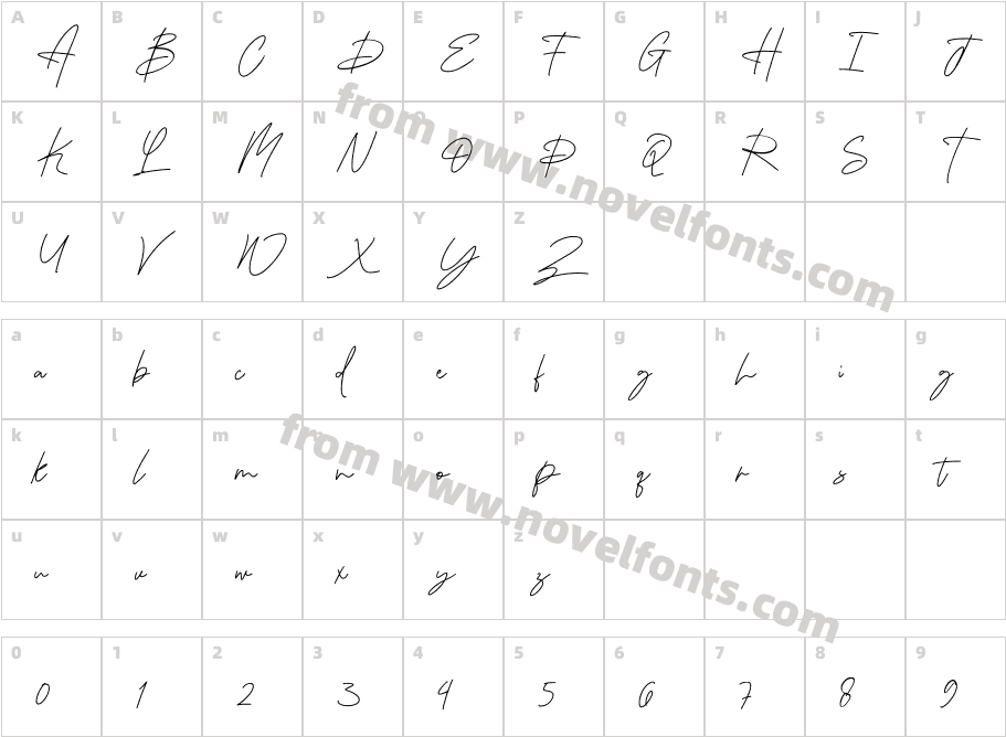 Wenista Signature RegularCharacter Map