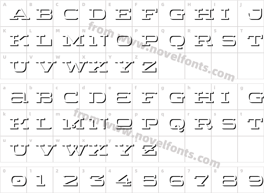 Wide Display Bold ShadowCharacter Map