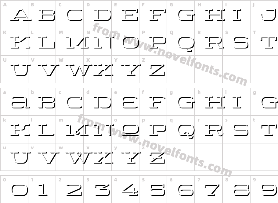 Wide Display Regular ShadowCharacter Map